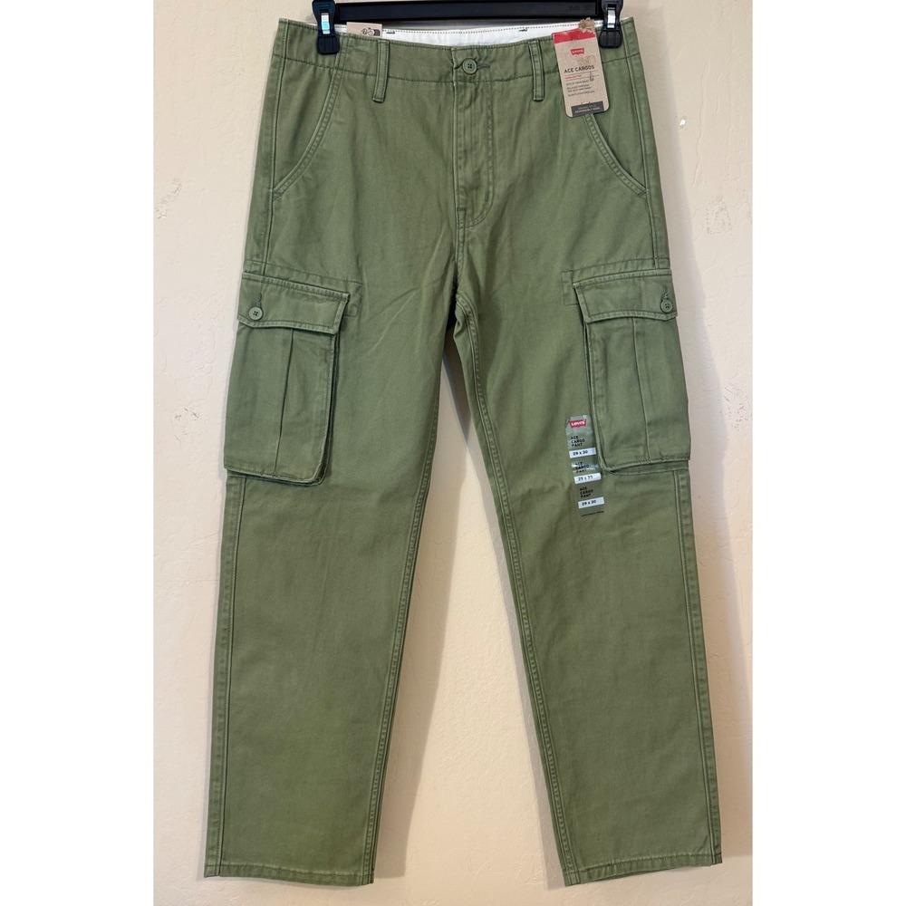 Levis Ace Cargo Pants Men 29x30(28.5) Green Relaxed Tapered Utility Gorpcore NEW
